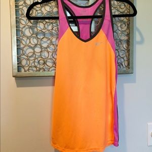 Nike Black, Orange, and Pink Sleeveless Dri Fit